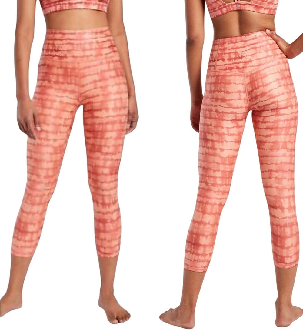Athleta Elation Capri Leggings Printed Tie Dye High Rise Tahiti Island Coral XS